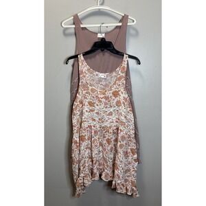 Intimately Free People Lot Of 2 Voile Lace Tunic Tops M Floral/Polka Dot Ruffles